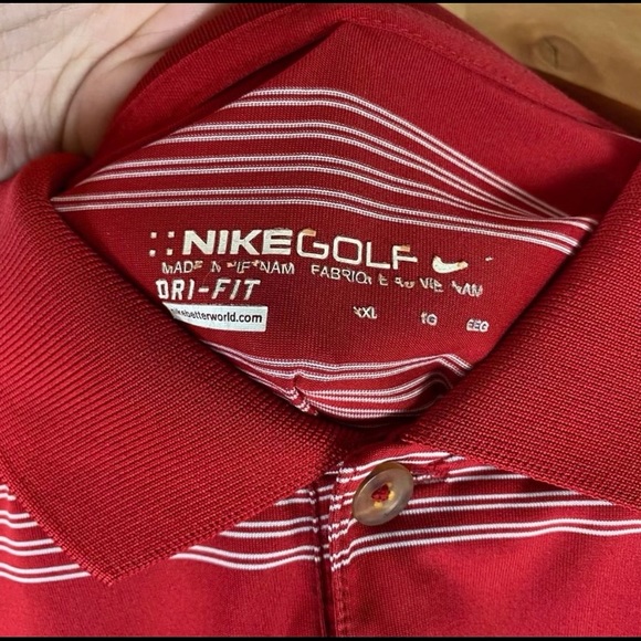 NIKE GOLF Red Striped Polo Shirt | 2XL - Picture 4 of 8
